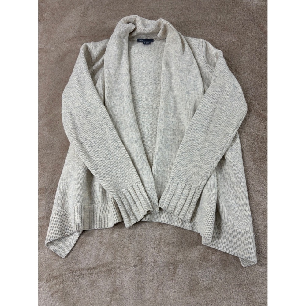 Vince Yak Wool Knit‎ Open Front Rolled Collar Cardigan Womens Small Oatmeal